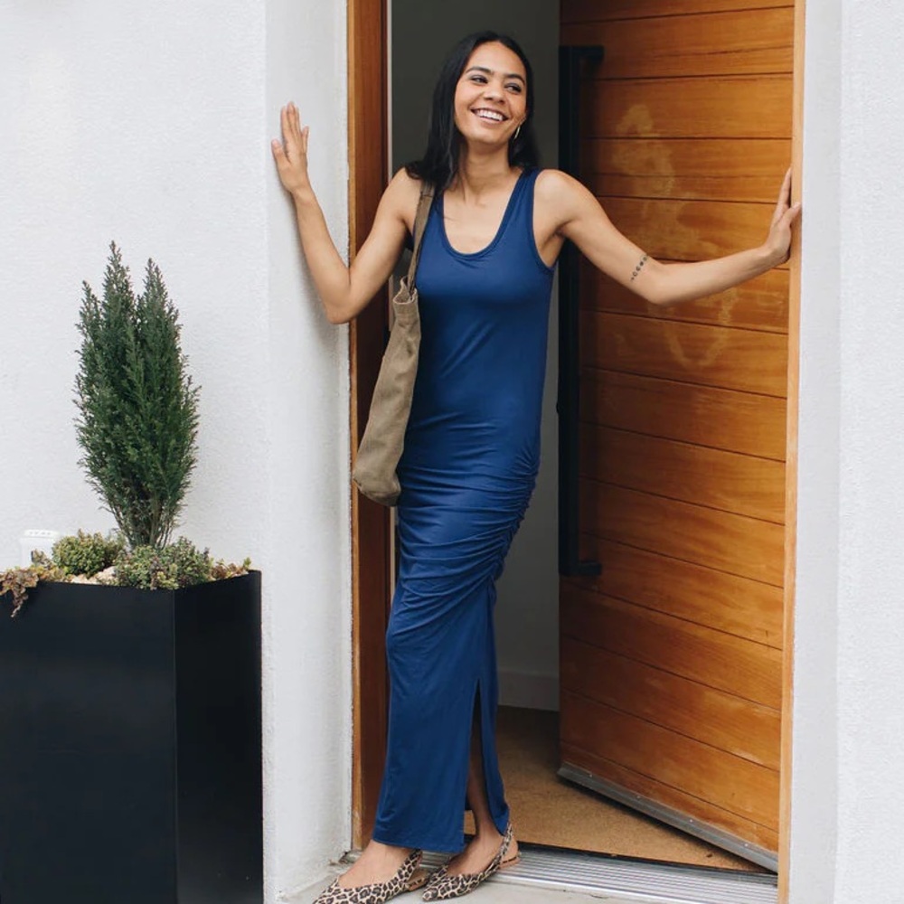 NWT Skivys Sleeveless Navy Dress with Side Slit M